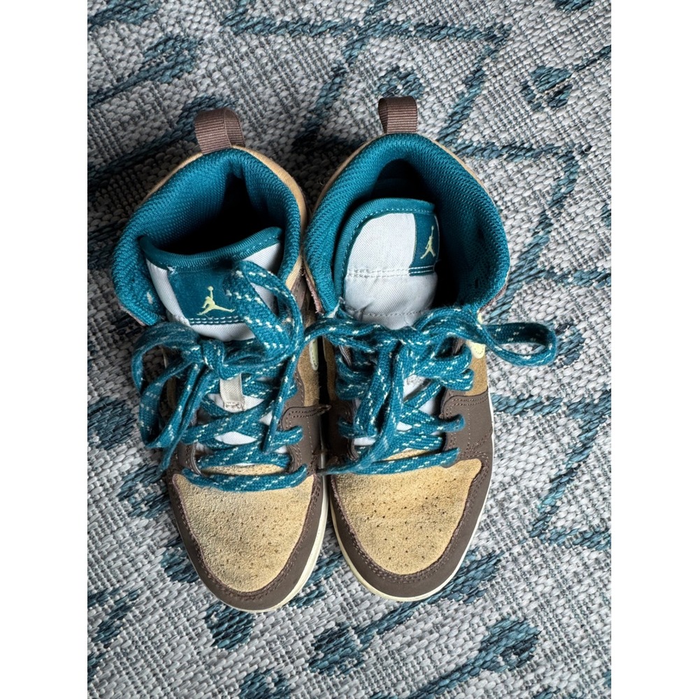 Nike Air Jordan 1 Mid Cacao Wow Brown Teal Kids Shoes DZ6335-200 Size 1.5Y - Picture 8 of 10